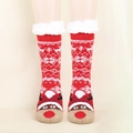 Thick red Christmas reindeer socks with warm white sherpa lining and snowflake patterns - One Size / Retro Red Reindeer