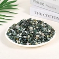 Polished natural green agate tumbled stones displayed in a white decorative tray - Moss Agate (7-9mm) 100g