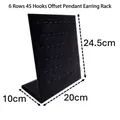 Black velvet L-shaped jewelry stand with 45 hooks in 6 staggered rows for earrings - New Pendant Stand