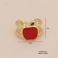 Cute red apple fruit earring in copper finish with green leaf detail, 1.4cm size - Apple Style (5# Single Apple)