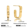 Golden square C-shaped stainless steel earrings with hammer texture finish - J-Shape Simple Gold Earrings (14k Gold)