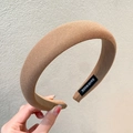 Handmade padded headband in camel fabric with high-top design and textured finish - Light Coffee Padded Sponge