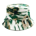 Detail of green camouflage tie-dye bucket hat showing fine stitching and durable canvas texture - M (56-58cm) / Green
