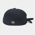 Detail of black Miki hat featuring lit embroidery and adjustable strap on canvas fabric - Black