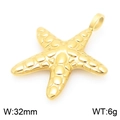 Golden stainless steel starfish charm pendant, 32mm width and 6g weight for beach jewelry - Gold Sea Star (KLJ9957-Z)