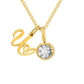 Collier en acier inoxydable doré avec pendentif lettre U et pierre de naissance blanche - Lettre U / Or