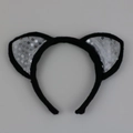 Serre-tête oreilles de panda en peluche noire avec paillettes argentées pour Halloween - Serre-tête Oreilles de Chat Décoré de Paillettes Argentées