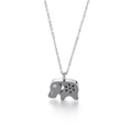 Collana con ciondolo a elefante in argento con fiore traforato e occhio in zircone - Color Acciaio