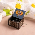 Wooden hand-cranked music box featuring Nightmare Before Christmas Jack and Sally design - Halloween P