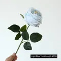 Artificial light blue Austin rose 45cm long with realistic petals and green leaves - Single Stem/45cm / Light Blue