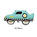 Palloncino auto da corsa blu con motivo a scacchi e numero uno, 76x48cm - Auto da Corsa Verde Opaca