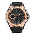 SAMDA men's dual display sport watch with rose gold case and black resin strap - 6008 Black Rose Gold Men's