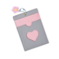 Portacarte chic in finta pelle grigio e rosa con cuore intagliato e ciondolo a fiore - Grigio