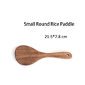 Piccola spatola tonda in legno di acacia con venature naturali e foro, 21.5x7.8 cm - Piccola Spatola Rotonda