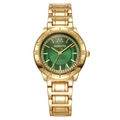 Orologio al quarzo dorato da donna con quadrante verde e lunetta con strass - Quadrante Verde Cassa Dorata