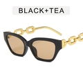 Occhiali da sole cat-eye neri con lenti color tè e stanghette in metallo dorato - Montatura Nera Lenti Tè