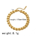 7.8mm gold stainless steel leaf link bracelet with adjustable 50mm extension chain - 18K Gold