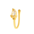 U-shaped gold nose ring with a marquise-cut clear zircon stone for non-pierced wear - Skull Style (WG-1268) / Gold