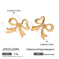Polierte goldene Edelstahl Ohrringe in Schleifenform, wasserfestes 3D-Design für Damen - Goldener Bowknot-Stil (JDE0112046)