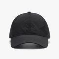 All-black quick-dry mesh baseball cap featuring breathable laser-cut holes and side logo - Adjustable / Black(25A378)