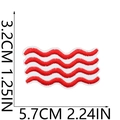 Detailed dimensions of red and white wave embroidered patch with clear needlework - No.3 (Red & White Waves)