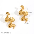 Minimalist gold wavy irregular stainless steel earrings with 50mm size dimensions - Bright Gold (TE60289-G)