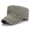 Berretto militare verde oliva in cotone lavato con logo laterale FS FASHION e rivetti - Regolabile / Verde