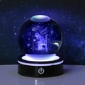 3D laser engraved crystal ball night light featuring Le Petit Prince on a lighted base - Boy with Rose