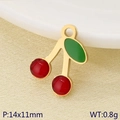 Ciondolo a ciliegia in acciaio inossidabile dorato con smalto rosso 14x11mm - Stile Ciliegia con Due Frutti Rossi (KLJ9621-ZLA)