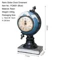 Vintage globe desk clock with resin book base in blue and bronze finish - Blue Globe Desk Clock