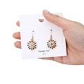 Christmas snowflake drop earrings with red and green gemstones in gold-plated alloy - Firework Flower