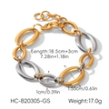 Detailed dimensions of stainless steel gold and silver two-tone link chain bracelet - Large Oval Link Chain / 18.5+3cm / Gold and Silver Bicolor (HC-B20305-GS)