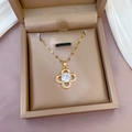 Collana a quadrifoglio in acciaio al titanio con zirconi scintillanti in scatola regalo - Stile Quadrifoglio Pavé di Zirconi / Oro