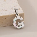 Pendentif lettre G en acier inoxydable argenté avec incrustation de nacre blanche - Pendentif Lettre G (KP115545-K)
