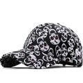 Schwarze Baseballkappe mit weißem Totenkopf-Print und roten Augen für Streetwear-Fans - 56-60cm Verstellbar / Schwarz