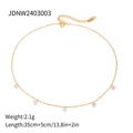 Klassische goldene Edelstahlkette mit fünf runden weißen Zirkonia-Kristallanhängern - Minimalistischer Stil mit Klaren Kristallen (JDNW2403003)