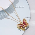 Collana placcata oro 18K con ciondolo a farfalla sfumato arancione e cristallo - Rosso Arancio Sfumato