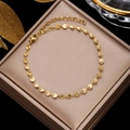 Retro golden stainless steel bracelet with sunburst engraved round charms for women - Gold Sunburst Engraved Discs