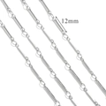 Silver stainless steel bar and link chain accessory with 12mm segment detail - S2-12mm Bar / Silver