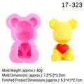 Rosa Silikonform Bärchen mit Herz für Fondant und Schokoladen Dekorationen - Stil 2-Bär Rosa
