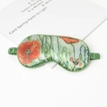 Artistic silk sleeping mask with green red poppy floral print for light blocking - #12 Poppies and Daisies