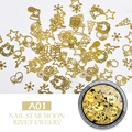 Macro di rivetti metallici dorati a forma di stella e luna per decorazione unghie A01 - A01-Stella Luna di Natale Oro