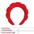 Padded red sponge headband with ruched velvet fabric for volume and style, 17x18x4cm - 8-velvet Bright Red Headband