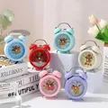 Réveil silencieux en métal de 4 pouces rose macaron avec motif de capybara mignon - Réveil capybara