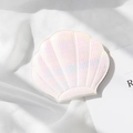 Holographic seashell makeup mirror in pearl white and purple gradient finish - Fish Scale White