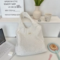 Sac fourre-tout blanc semi-transparent à paillettes avec étiquette Sorakka style été - Mousseline Paillettes Blanc