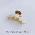 Elegant gold alloy wheat claw clip with opal beads, length approximately 7.5cm - Five Round Bead Claw