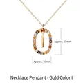 Gold plated letter I pendant necklace with colorful crystal inlay measuring 15mm by 10mm - Gold Letter I