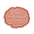 Broche en émail cerveau rose et or avec gravure de paroles, badge pour vêtements - Style de Personnalité en Forme de Cerveau (XZ9179)