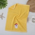 Yellow cotton Christmas towel with Santa Claus embroidery for holiday gift giving - Santa Claus / Yellow
